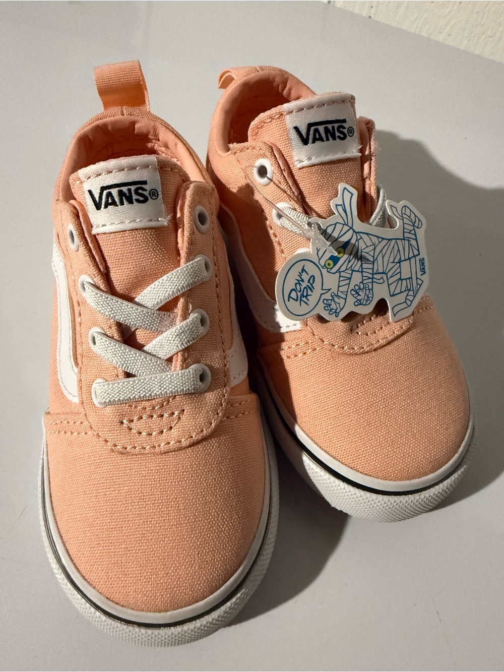 Vans Kids Peach Canvas Low-Top Sneakers with White Accents